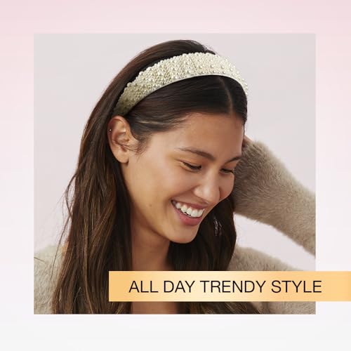 CONAIR Scunci Pearl Headband - ideal for all occasions- fashionable and trendy nonslip head band- hair accessories for women - holiday headwear - stocking stuffers - gifts for her -Ivory