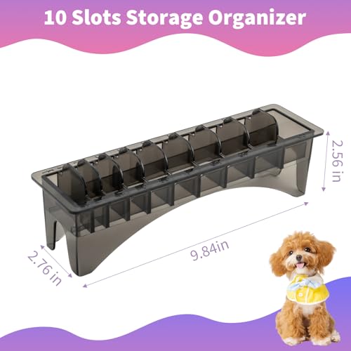 Clipper Blade Holder,10-Slot,Transparent Black,PC Material,Blade Holder Dog Grooming