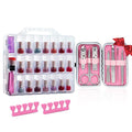 JIASHENG 48 Bottles Universal Clear Gel Nail Polish Organizer Case,Manicure Pedicure Set Stainless Steel Nail Clippers Personal Nail Clipping Tools
