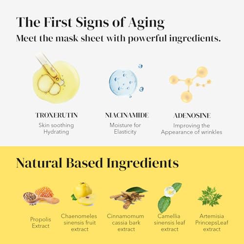 Repair Facial Mask Set ? Korean Moisturizing Sheet Mask with Niacinamide, Troxerutin & Adenosine, Hydrating Face Mask for Barrier Care, Radiant Skin & Daily K-Beauty Self Care, Pack of 5