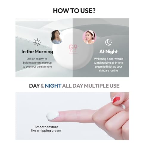 G9SKIN white In Whipping Cream - Hydrating & Brightening Daily Moisturizer Real Milk Tone Up Face Cream for Dull, Uneven Skin, 50g / 1.76oz