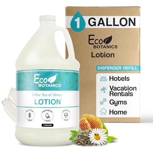 Terra Pure 1-Shoppe Eco Botanics Natural Lotion with Raw Honey & White Tea | Gallon Jug Bulk Toiletries for Airbnb, Vacation Rentals, and Home Bathroom | Refill For Soap Dispensers