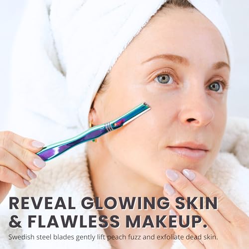Jungle Culture Dermaplaning Tool ? Facial Razor for Women with 5 Refill Blades ? Reusable Eyebrow Shaper & Exfoliator ? Rainbow