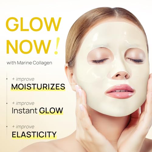 Collagen Face Mask, Real Deep Marine Collagen Overnight Face Mask for Glass Glow Skin - Elasticity, Firming, Hydrating & Moisturizing, 30g x 20ea (Pack of 4)