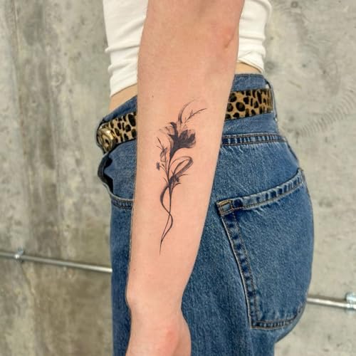 Semi Permanent Tattoos, 2 Sheets Temporary Tattoo(Sun and Moon, Flower), Lasts 7-15 Days Eclipse Tattoo, Develops Fully in 48H, Realistic, Waterproof and Non-Reflective, for Spine, Arm