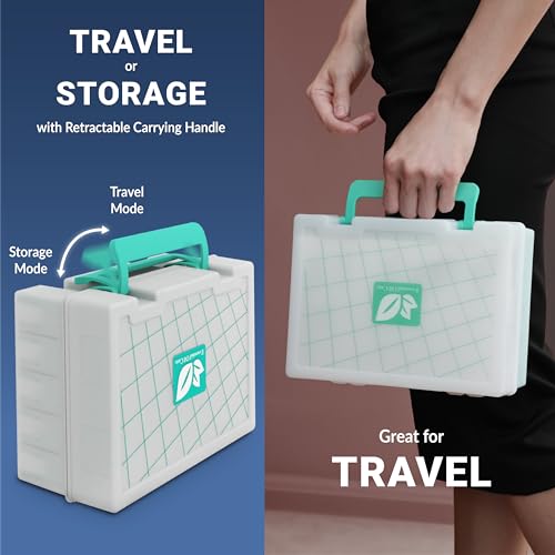 Essential Oil Organizer for 35 Bottles, Hard Shell Storage Case with Shelf Display Lid & Travel Handle, Fits 5ml/10ml/15ml, Roller Bottles, Compatible with Top Brands, Teal