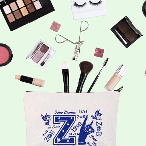 FOTAP Greek Sorority Gift Sisterhood Makeup Bag Finer Women Makeup Bag Sorority Paraphernalia Gift Zeta Dove Gifts Social Worker Gift (Z Finer)