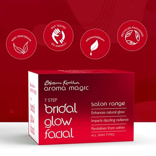 Aroma Magic Bridal Glow Facial Kit | 7-Step Facial for Radiance & Glowing Skin | Revitalizes Dull Skin & Deeply Nourishes | Salon-Quality Bridal Skincare at Home | Suitable for All Skin Types