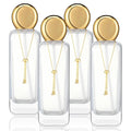 4 Pcs 4oz Luxury Glass Bottles with Pump Glass Toner Bottle with Gold Chain Perfume Spray Bottle Travel Lotion Vial with 2 Plastic Pump Head 2 Spray Head for Cosmetic Toner(Clear)