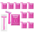 Womens Shaving Cream Bulk Travel and Women's Disposable Razors Individually Wrapped,0.53oz Shave Gel for Women, Care Dry Skin Womens Shave Gel Disposable Razors Women for Travel Guests Homeless£¨10Set£©