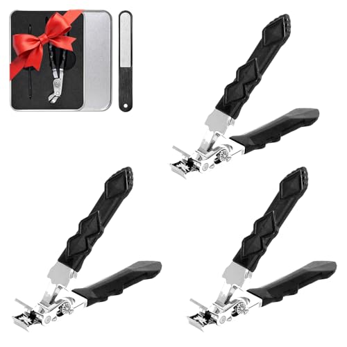 Toe Nail Clippers for Thick Nails for Seniors, Ergonomic Wide-Angle Nail Clipper ? Extra-Wide Jaw and Anti-Splash Design for Clean, Comfortable Trimming (3pcs)