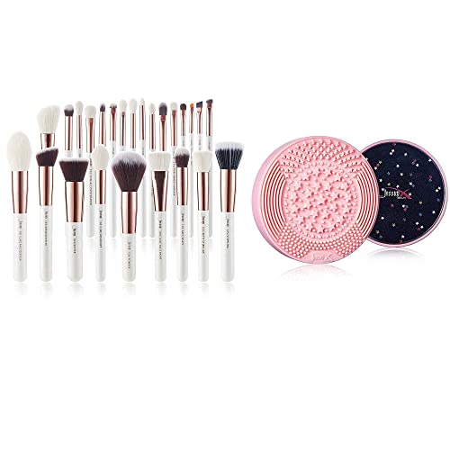 Jessup Professional Makeup Brushes Set 25 Pcs with 2 in 1 Silicone Brush Cleaning Mat & Color Removal Sponge