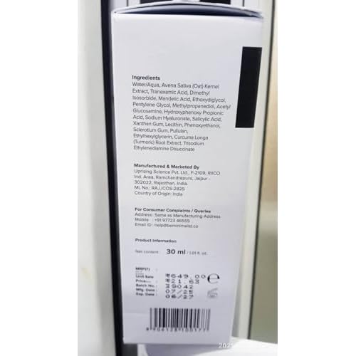 Minimalist Tranexamic Acid 3% Face Serum for Melasma, PIE, PIH, Dark Spots, Uneven Skin | For Women & Men | 1 Fl Oz / 30 ml