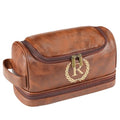 Personalized Initial Toiletry Bag for Men, Monogrammed Engraved Mens leather Toiletry Travel Bag,Unique Gift for Him, Dad, Groomsmen, Birthday, Anniversary, Father, Son, Husband