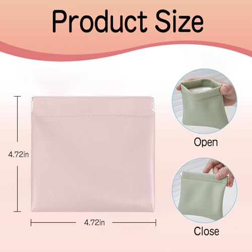 Layway 4 PCS Small Makeup Bag for Purse, Personalized Snap Closure Leather Organizer Pouch, Waterproof Portable Self-Closing Small Cosmetic Bags for Women Handbag Travel Coin Storage (4.72in*4.72in)