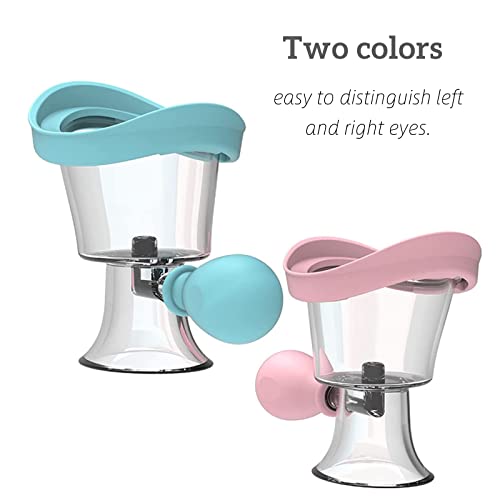 Eye Wash Cup, 2Pcs Eye Wash Bath, Silicone Eye Cup for Eye Clean with Storage Container, Eye Care Manual Pressure Eye Cleaning Cup Blue Pink for Visual Fatigue Makeup Residue