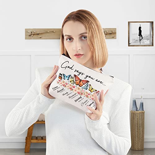 WZMPA Butterfly Cosmetic Bag Butterfly Lovers Gift God Says You Are Butterfly Makeup Zipper Pouch Bag (God Says Butterfly)