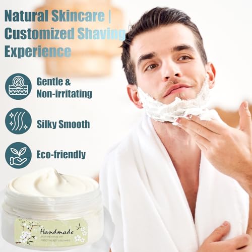 Shaving Cream Making Kit- DIY Natural Shave Cream for Mens, Sensitive Hair Removal Cream with Shea Butter, Sweet Almond Oil, Smooth & Silky Shaving Soap Christmas Gifts for Men, Boyfriend