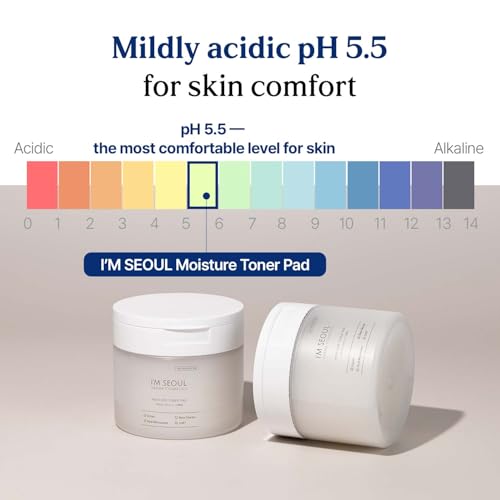 I¡¯M SEOUL Toner Pads Hydrating Moisture Pads with Ectoin, Beta-Glucan, LHA, Hyal-Microsome for All Skin Types Korean Skincare 60 Count 8.11 fl oz