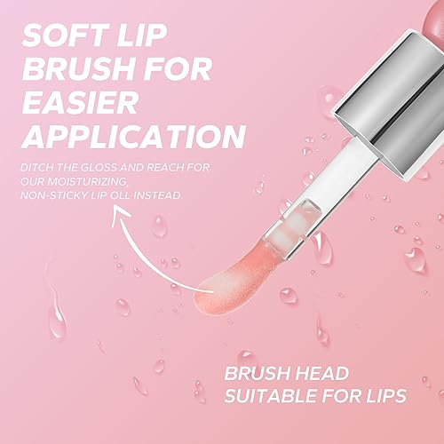 Beauty Glazed Color Variety Non-Sticky Ultra-Hydrating & Nourishing Lip Oil, Smooth Glossy Finish Luxurious Lip Glow Oil, Shiny and Vegan Tinted Lip Gloss, Big Brush Applicator (106# PLUM)