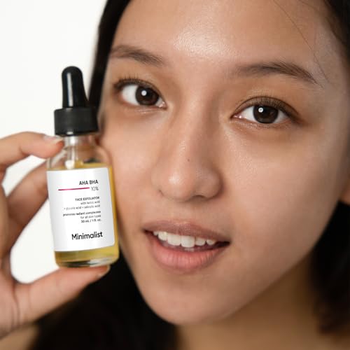 Minimalist AHA BHA 10% Exfoliating Serum | Mildly Exfoliates without Drying for Radiant, Youthful Skin | For Women & Men | 1 Fl Oz / 30 ml