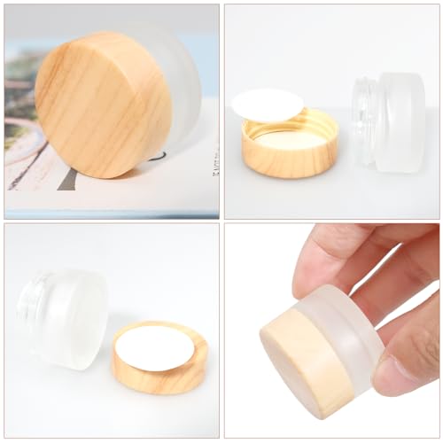 64 Pcs Glass Cosmetic Containers 5 Grams Round Frosted Cosmetic Jars with Leak proof lids Empty glass sample Jars Scrub Balm Lotions Sample Containers for Makeup Lotion Lip Balm Eye Cream