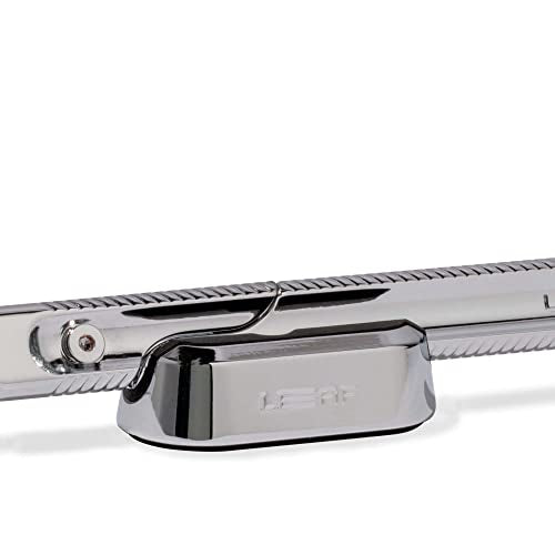 Leaf Shave | The Leaf Dermaplaner Stand, Chrome - Weighted Metal Dermaplaner Stand with Non-Slip Grip
