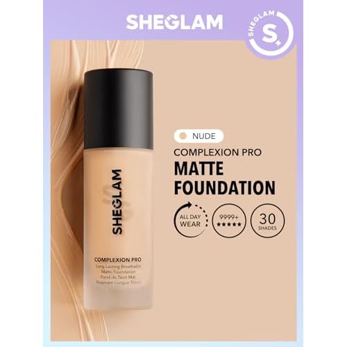 SHEGLAM Full Coverage Foundation Makeup Long Lasting Waterproof Matte Dewy Liquid Foundation - Nude
