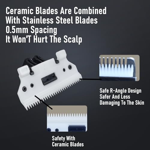 MRY Ceramic Cutter Cordless Men's Barber Women's Professional Waterproof LCD Hair Clippers USB Rechargeable (Black with Silver Color)