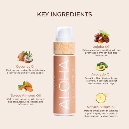 COCOSOLIS ALOHA Sun Tan & Body Oil XL | Organic Tanning Bed Lotion | Get Healthy Deep Chocolate Tan | Tanning Accelerator with 5 Precious Oils to Make Your Skin Glowing & Revitalized