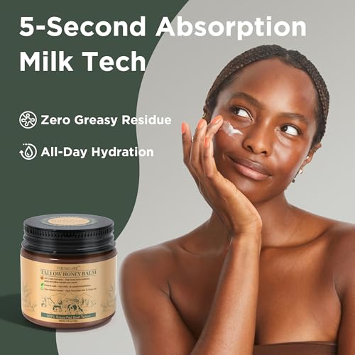 100% Natural Honey Tallow Balm Multi-Purpose Honey & Grass-Fed Tallow Balm Deep Hydration for Dry Skin, Cracked Hands All-Natural No Preservatives or Additives