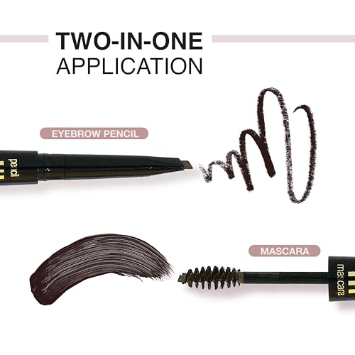 EBIN NEW YORK Secret of Pharaoh Dual Eyebrow Pencil & Mascara Natural Brown | 2-in-1 Brow Pencil & Gel | Water-Resistant, Long-Lasting, Natural Finish | Vegan & Cruelty-Free