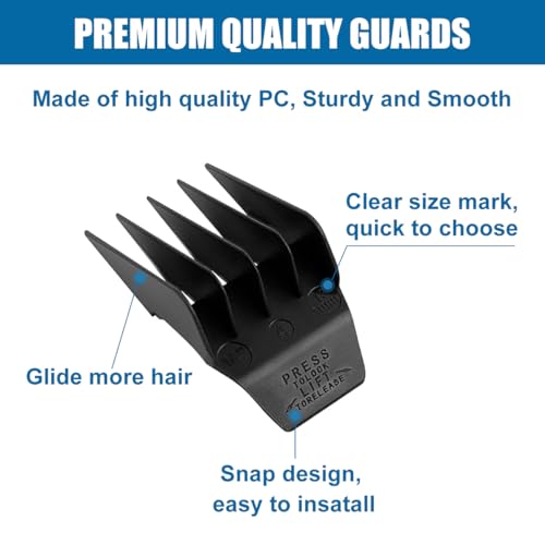 4 Pack Peanut Clipper Guards for Wahl Peanut Trimmer #08655#08685#08663 - Replacement Cutting Guides Comb From 1/8" to 1/2" - Fits for Wahl Peanut Guards, Black