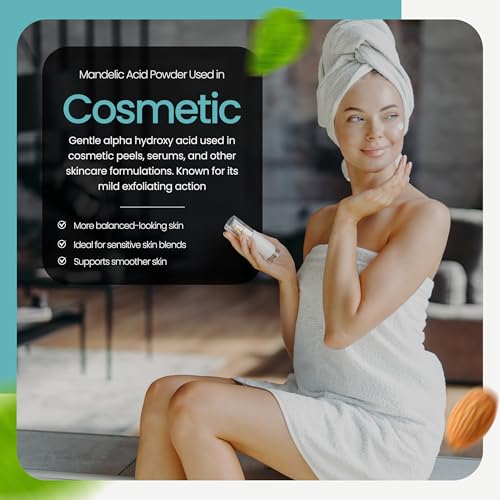 Mandelic Acid Powder 99.9% Purity, DIY Cosmetic Grade For Mandelic Acid Serum, Peel/Mask or add to Cream, Moisturizer (4 Ounce / 113 Gram)