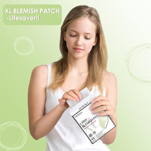 AUSLKA Blemishes Patches - 44 Strips, Hydrocolloid Dots - Large Blemishes Patch - Blemishes Stickers - Zit Breakouts - Suitable for Larger Area Outbreaks