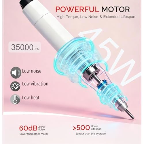 Electric Nail Drill,Professional Nail Drill 35000 RPM - Cordless Electric Nail File ,Portable Nail Efile for Acrylic Gel Nails, Manicure Pedicure Polishing Shape Tools for Salon Home Use