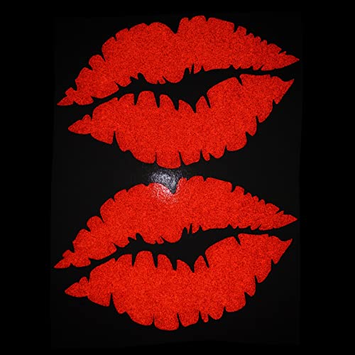 CUSHYSTORE 2X Lips Kiss Lady Sweet Girl Reflective Decal Sticker (5.5"x3.5", Red)