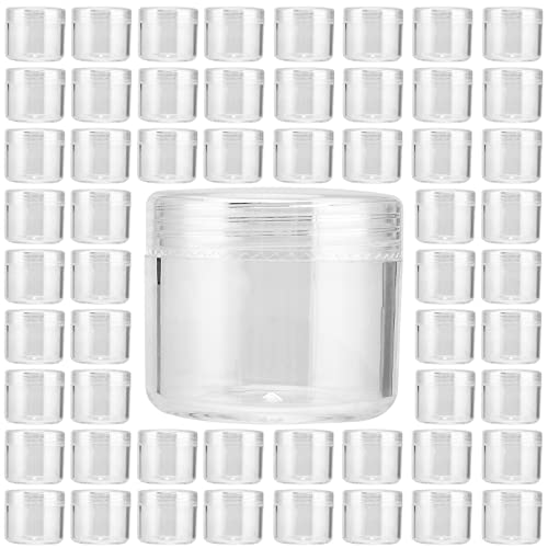 150 Pieces Clear Plastic Sample Containers, 20g Empty Sample Round Cosmetic Jars, Travel Size Cream Cosmetic Container With Lid for Lotions, Creams, Make up