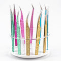 12 Holes Acrylic Rotatable Tweezers Holder Eyelash Makeup Grafting Tweezer Display Stand Extensions Organizer (White)