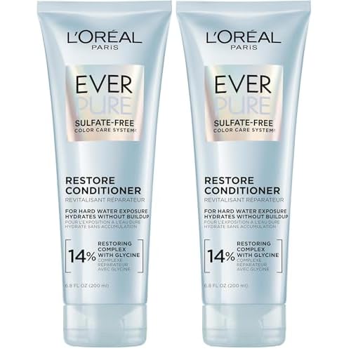 L'Oreal Paris Restore Sulfate Free Conditioner with Antioxidants,Moisturizing Conditioner for Hard Water Exposure and Styling Build-up,EverPure,6.8 Fl Oz,(Pack of 2)