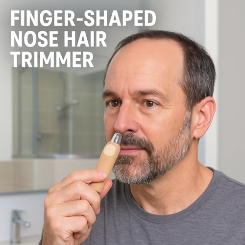 Finger Shaped Nose and Ear Hair Trimmer | Battery Operated Portable Grooming Tool for Men and Women | Funny Gag Gift, Stocking Stuffer, Novelty Travel Accessory for Discreet Hair Removal
