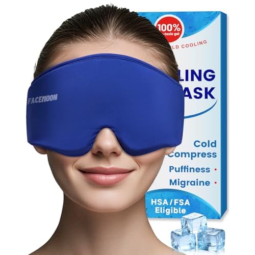 Cooling Gel Eye Mask Sleep: FSA -HSA Eligible, Cold Compress for Puffy Eyes & Migraine Relief - Reusable Gel Weighted Sleeping Mask for Dark Circles & After Surgery, Eye Care,Ice Pack for Face(Blue)