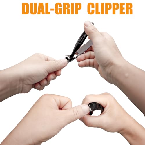 Precision Stainless Steel Heavy Duty Angled Head,Wide Jaw Clippers for Seniors,Ingrown Toenail,Thick Nail.Extra-Long Handle, Extra-Large Slanted Nail Cutter. Men,Women,Elderly.Stocking Stuffers.7Pcs