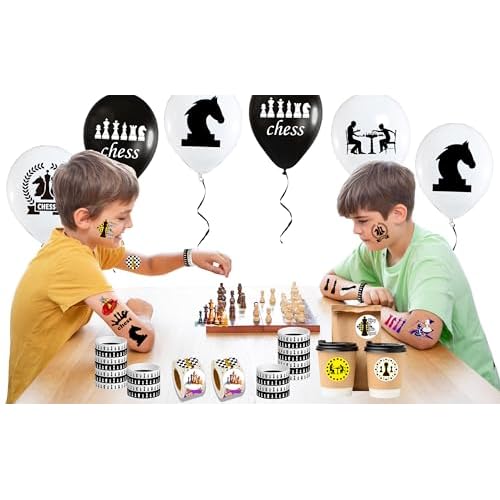 192 Pcs Chess Theme Tattoos Temporary Stickers Chess Game Competition Team Birthday Party Favors Supplies Decorations Tattoos