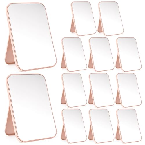 12 Pcs Spa Party Mirrors Spa Sleepover Party Supplies Pink Sleepover Accessory Favors Makeup Mirror for Sleepovers Slumber Birthday Favors Gift