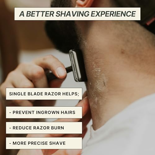 Single Blade Safety Razor for Men & Women (Onyx) Premium Aluminum Handle, Reusable & Plastic-Free ? Smooth, Close Shave with Less Irritation ? Includes 10x Blades & Travel Bag - Onyx