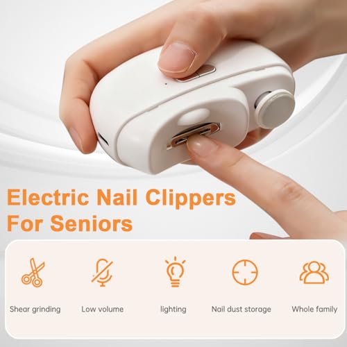Electric Nail Clippers for Seniors,2026 New 3-In-1 Easyclip Smart Nail Clipper for Baby and Adults,Automatic Electric Nail Clipper With Polishing and LED Light,Suitable for Fingernail Toenails(Purple)