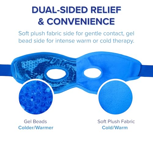 LIFE WORKS Gel Eye Mask with Cutout, Hot or Cold Therapy for Puffy Eyes, Dark Circles, Headaches, and Migraines, Soft Gel Beads and Liquid Filling for Cooling or Warming Comfort