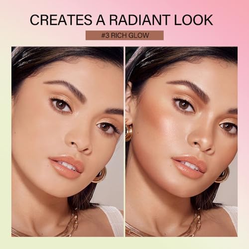 Cream Contour Stick, Face Shimmer Bronzer Stick, Blendable Natural Glow Highlighter Makeup Stick, Multi-Use Tinted Solid Moisturizer Stick,Body Face Illuminator Luminizer,03 Rich Glow