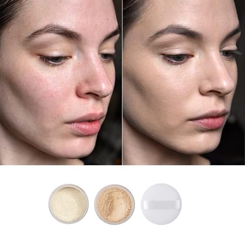 2 Pack PHOERA Setting Powder,Control Oil Brighten Skin Color Cover Blemish Whitening Face Makeup Lasting,Velour Powder Puff (102 Cool Beige)